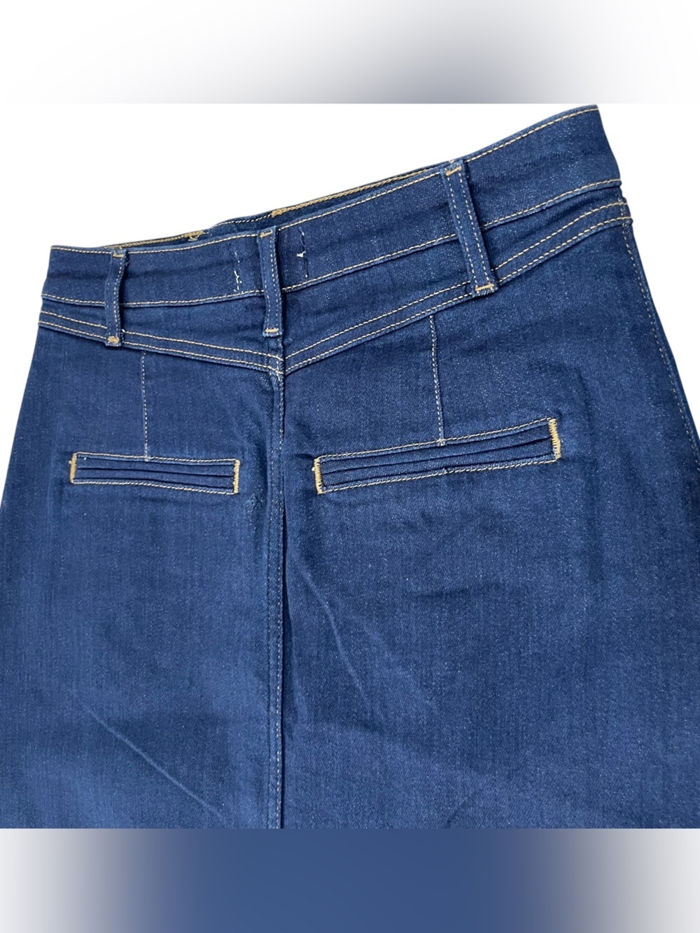 Anthropologie Pilcro Women’s Size 6 Front Slit Midi Skirt Dark Blue Denim - Picture 3 of 15